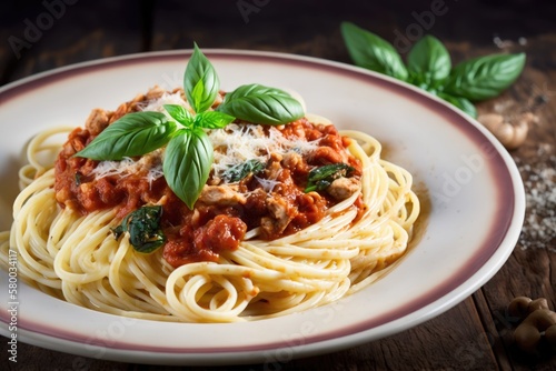 Spaghetti pasta with Italian marinara sauce