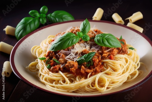 Spaghetti pasta with Italian marinara sauce