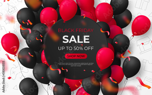 Black Friday Sale black and white Banner Template. Illustration