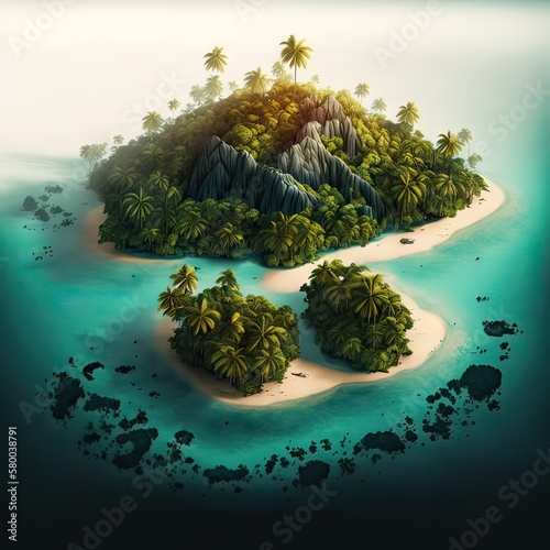 Beautiful wallpaper, island, ocean. Generative ai