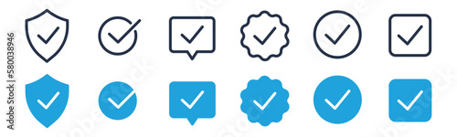 Checkmark, checklist icons. Editable stroke. Vector graphic illustration. For website design, logo, app, template, ui, etc.
