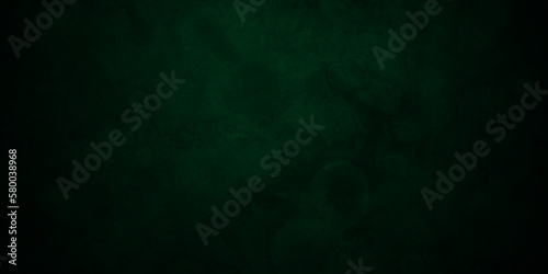 Dark green and black grunge textured concrete backdrop background. Panorama dark green and black slate background or texture. Vector green concrete texture. Stone wall background.
