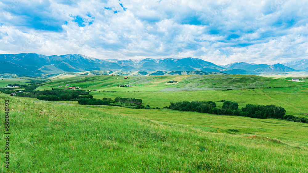 landscape with mountains and blue sky