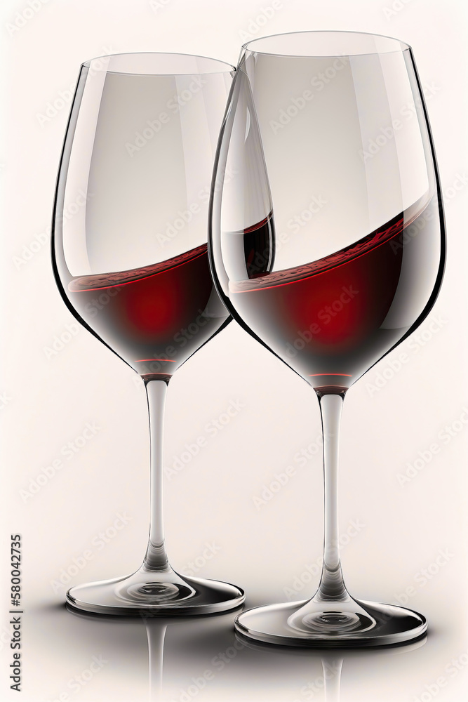 Glasses of red winde on white background - Generative AI Glasses of red winde on white background - Generative AI
