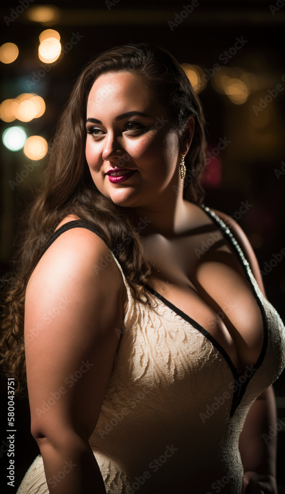 Beautiful female model with a chic haircut and fashionable clothes stands confidently, radiating elegance and selfconfident in a captivating portrait perfect for commercial or editorial use