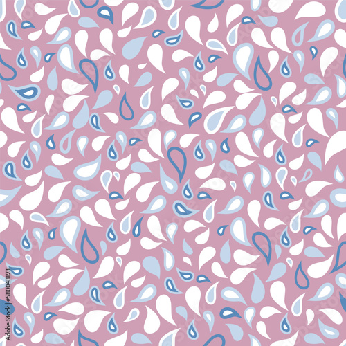 Seamless Paisley Pattern vector abstract design, blue, dirty pink colours. © Five figs