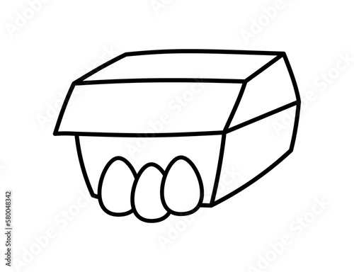 Fresh egg pack in black and white on white background