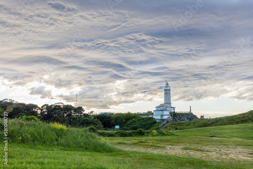 Cabo Mayor lighthouse and clouds above it. Santander, Cantabria, Spain.