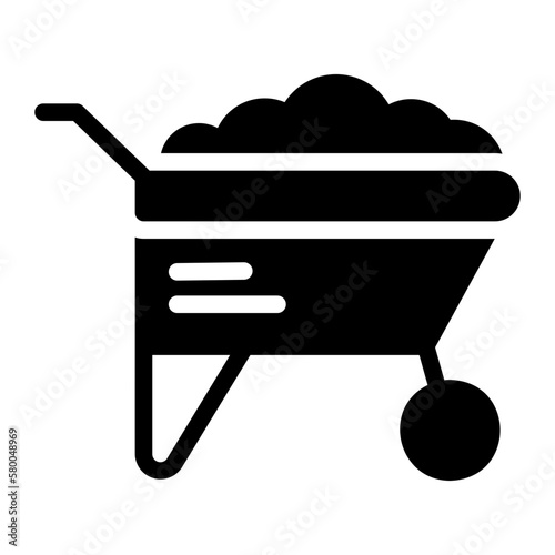 wheelbarrow glyph icon