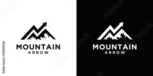 mountain logo design financial icon vector illustration creative mountain and arrow combination