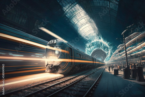 Creative Depiction of Fast-Paced Train Movement in Station - Series
