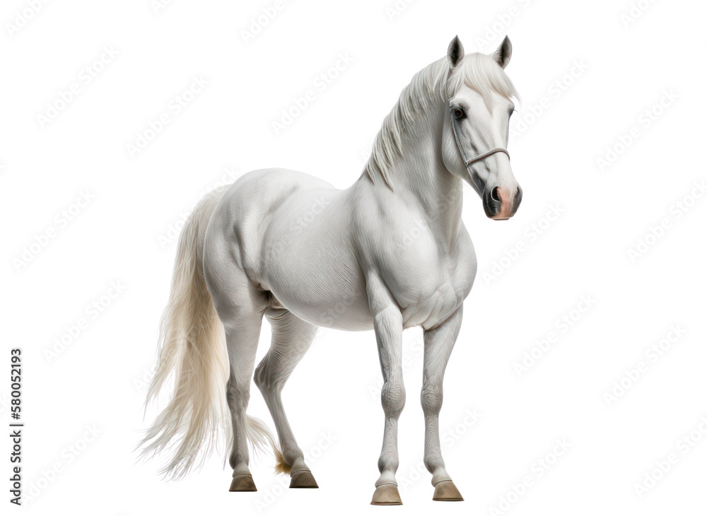 Horse isolated on white, transparent background, PNG, generative ai Horse isolated on white, transparent background, PNG, generative ai