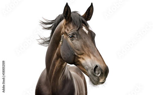 Horse isolated on white, transparent background, PNG, generative ai