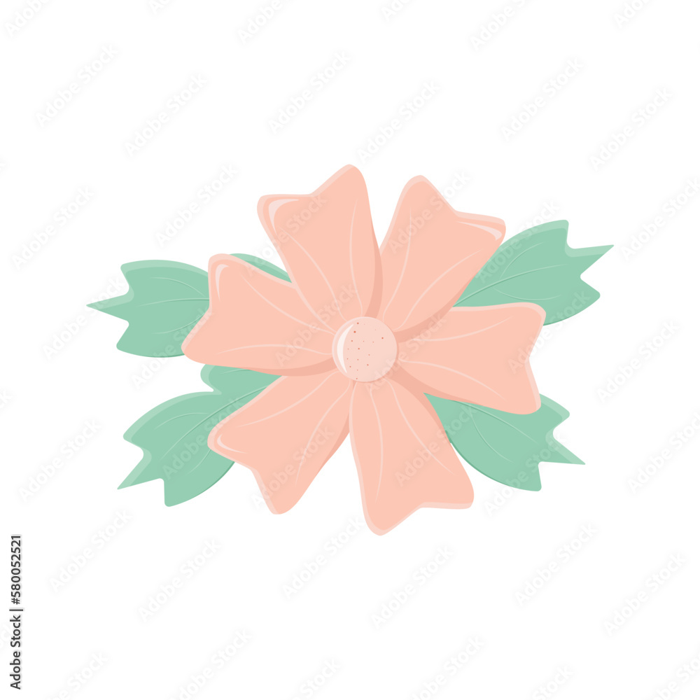 Pink flower isolated on white background. Vector illustration.