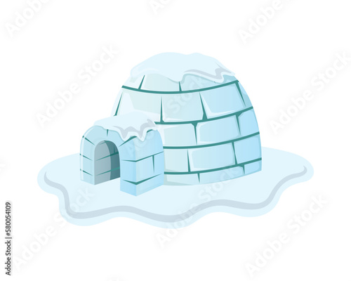 Igloo House Covered in Snow Illustration visualized with Semi Detailed Illustration