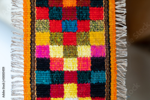 Woven tapestry from natural wool threads