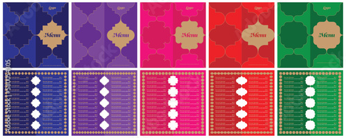 Collection of Menu arabesque design, Islamic Menu, Oriental style cover, Islamic brochure, Islamic flyer, Islamic card,