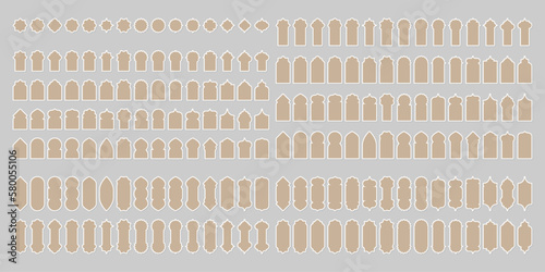 Collection of oriental style tags, Islamic frames, Arabic windows doors and arches