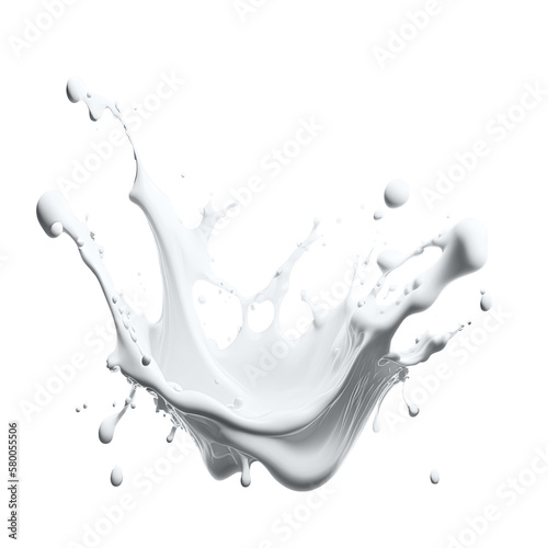 milk splash isolated on white.Generative AI 