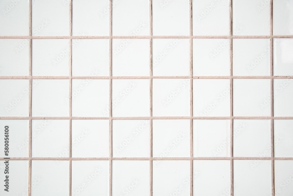 white tile wall, abstract pattern mosaic background, textured wall or floor