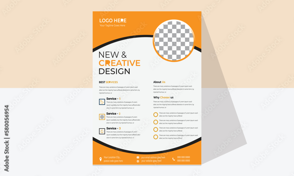 Fototapeta premium modern flyer design template . Flyer Layout with Orange Accent . 