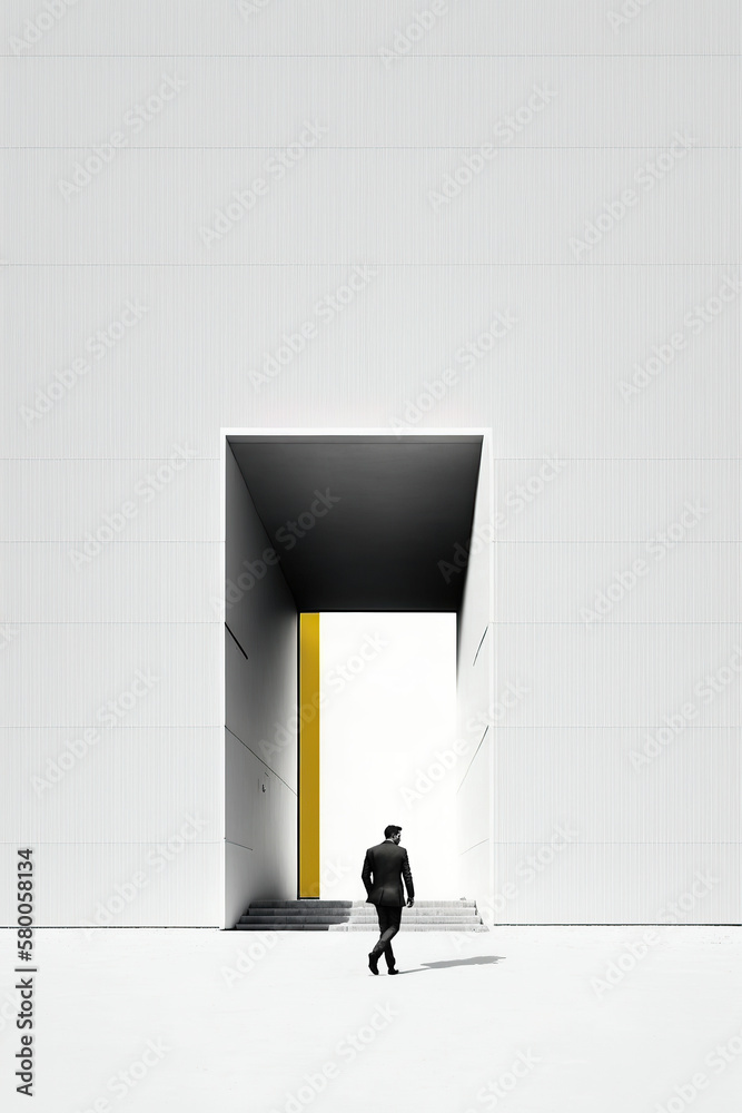 Φωτογραφία ai generated illustration of Confidential businessman in suit ,walk to success o