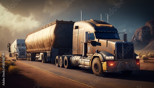 Trucks with cargo