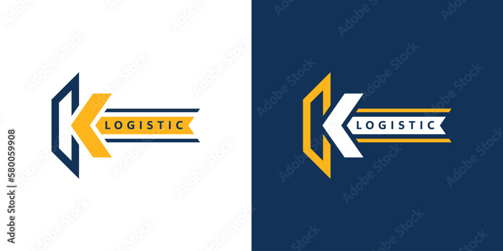 Fotografie Logistic Logo, Letter K and Arrow Icon