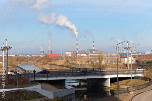 power plant with smoke