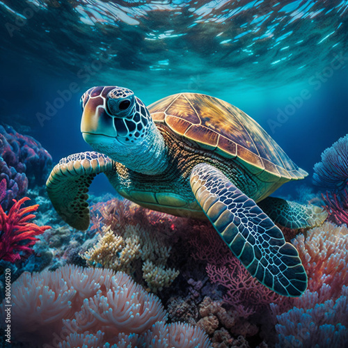 sea turtle swimming