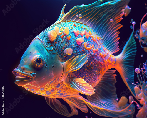 Colorful fish in the water - Created with Generative AI Technology
