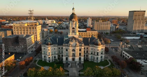 Aerial View Midwestern City Evansville Indiana 4K UHD