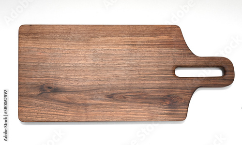 wooden cutting board on isolated white background