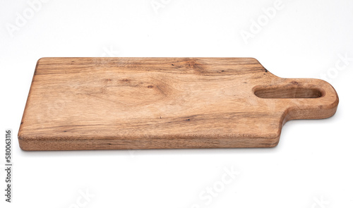 wooden cutting board on isolated white background