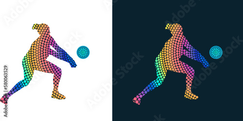 Silhouette of Volleyball player from colored dots. Isolated vector image