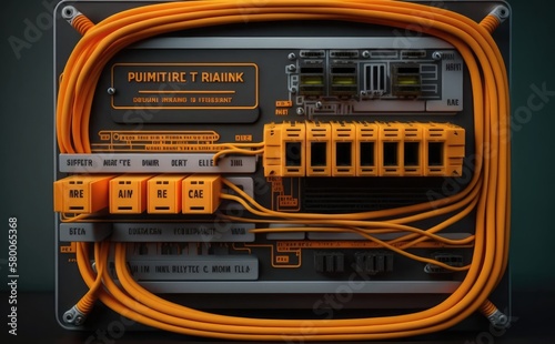 Network switch and ethernet cables connected or Network switch and ethernet cables Data Center Concept