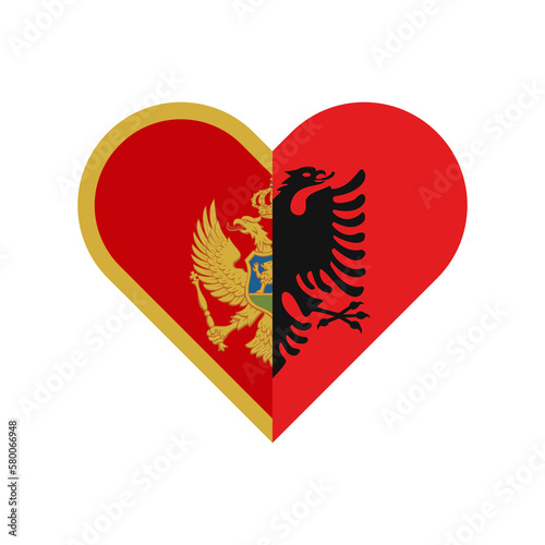 unity concept. heart shape icon of montenegro and albania flags. vector illustration isolated on white background
