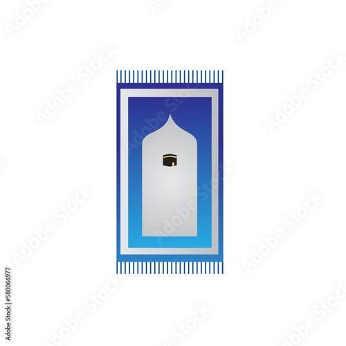 prayer mat with kaaba motif with gradient blue color, Islamic vector for the month of Ramadan and Eid al-Fitr and Eid al-Adha