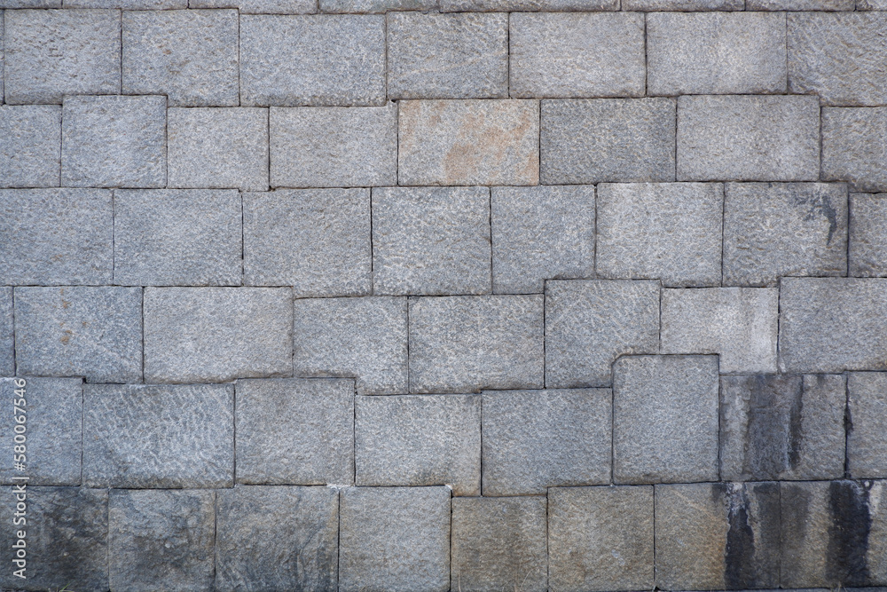 Fototapeta premium gray brick wall, natural stone wall for background, banner and design materials.