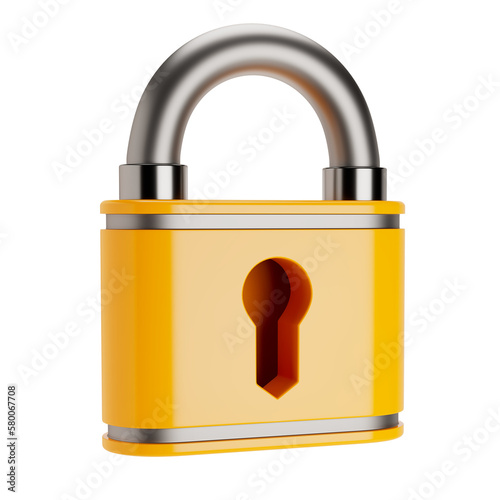 Stylized padlock 3D rendering. Security or privacy icon, acces denied concept