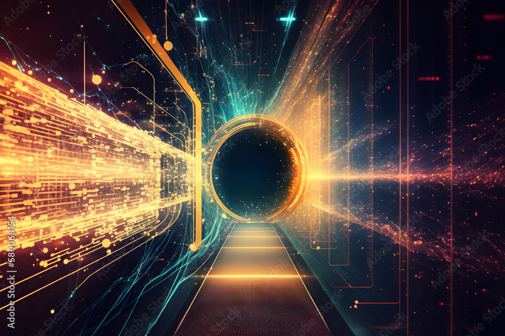 Stockillustratie Futuristic technology abstract background with lines ...