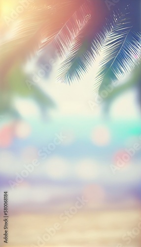 Summer Tropical beach. Beach sun sea  summer colorful tropical background. Seascape of nature  sandy beach. ai generative