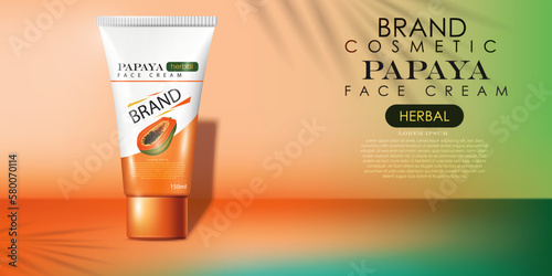 vector illustration realistic 3D cosmetic cream tube design template. on the multicolor modern 3D room,use for cosmetic advertising template.