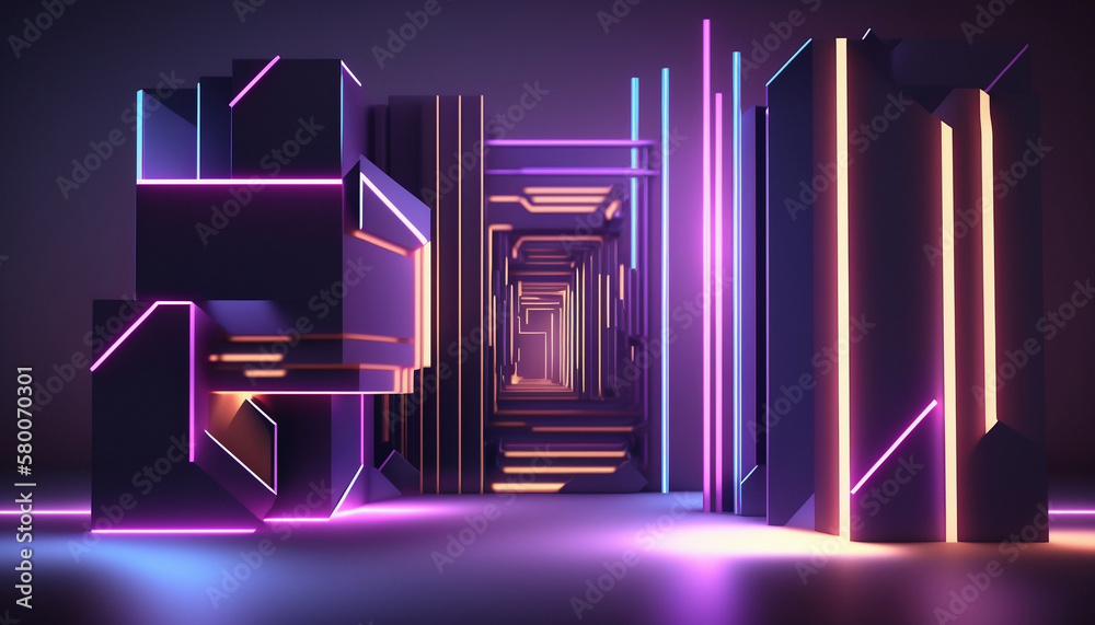 Fototapeta premium Abstract lines background, wallpaper, neon light