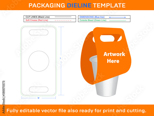 Cup holder, Dieline Template design