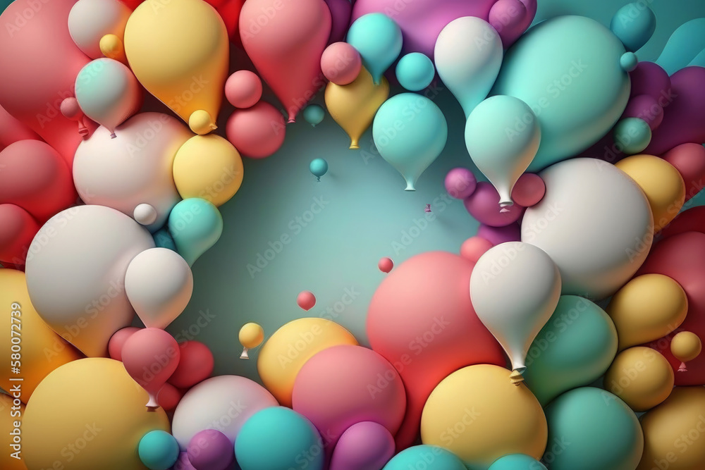 Realistic Colorful Balloons Illustration AI Generative