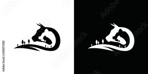 cow pig chicken farm logo vector icon template. classic design style