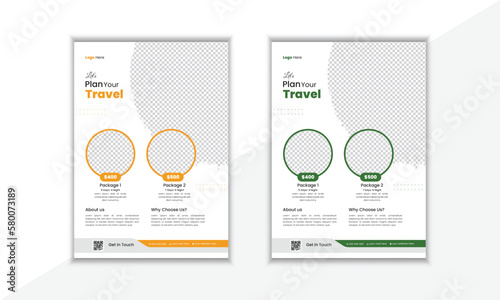 Travel flyer template for travel agency with abstract shape used for poster,
 brochure design layout, travel flyer, banner, magazine cover or template design.