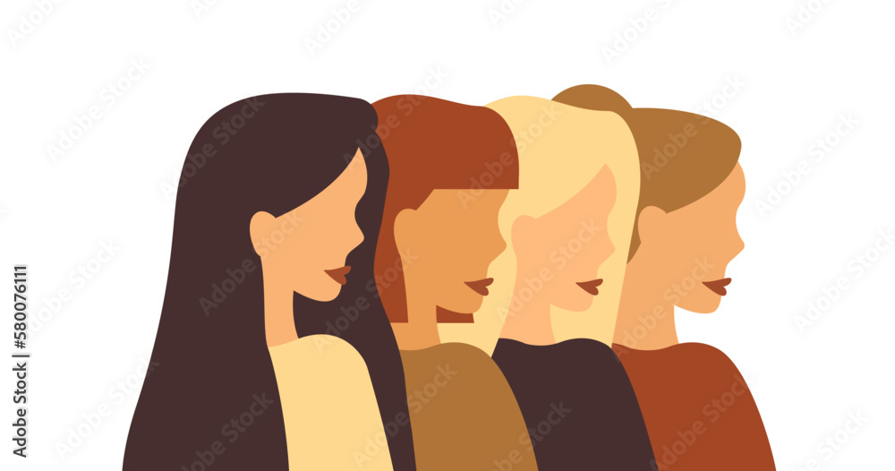 Set of different women. Flat style. Vector