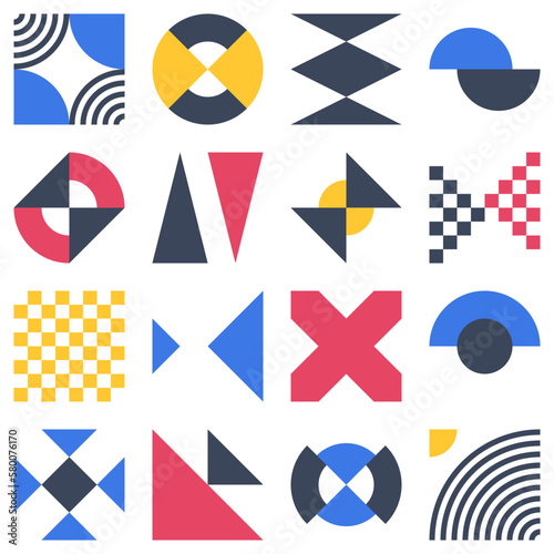 Abstract bauhaus elements shapes in modern geometric style
